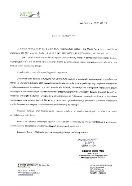 S‑BRIDGE OFFICE PARK SP. Z O.O.